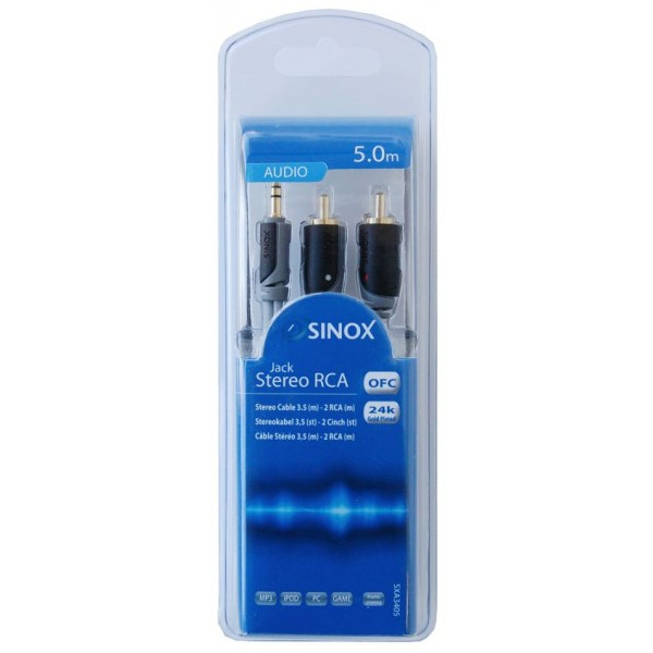 sinox-sxa3405-level-3-gold-cable-35mm-m-2rca-m-slim-black-50m